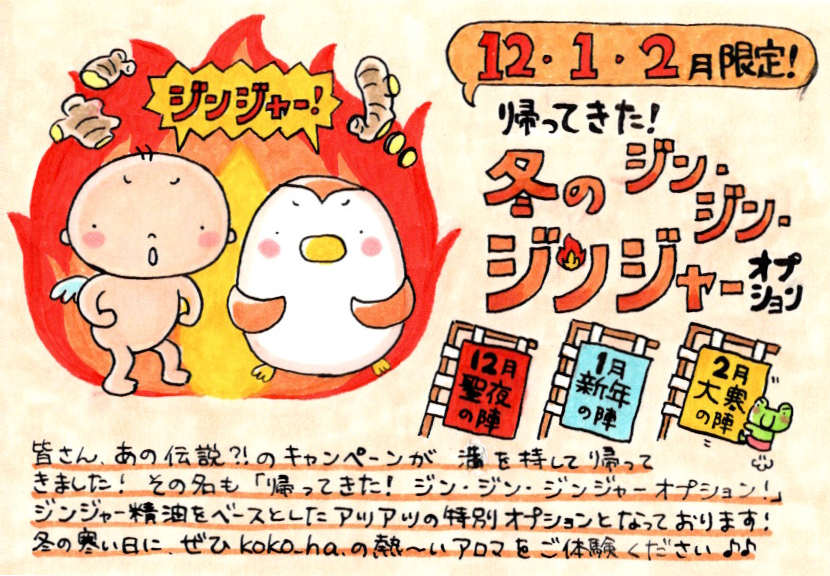 帰ってきたジンジャー　オプション　お知らせ　2023年12月 2024年1,2月♪♪