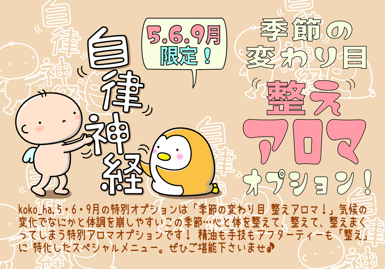 整えアロマ　オプション　お知らせ　2025年5月6月9月♪♪