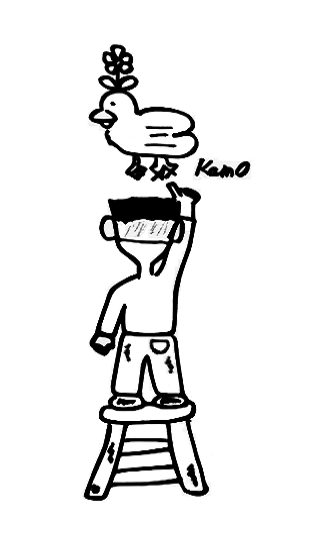 カモを描く　マル　イラスト